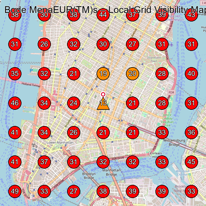Bode MenaEUR(TM)s GeoGrid visibility map for Clothing Store in New York